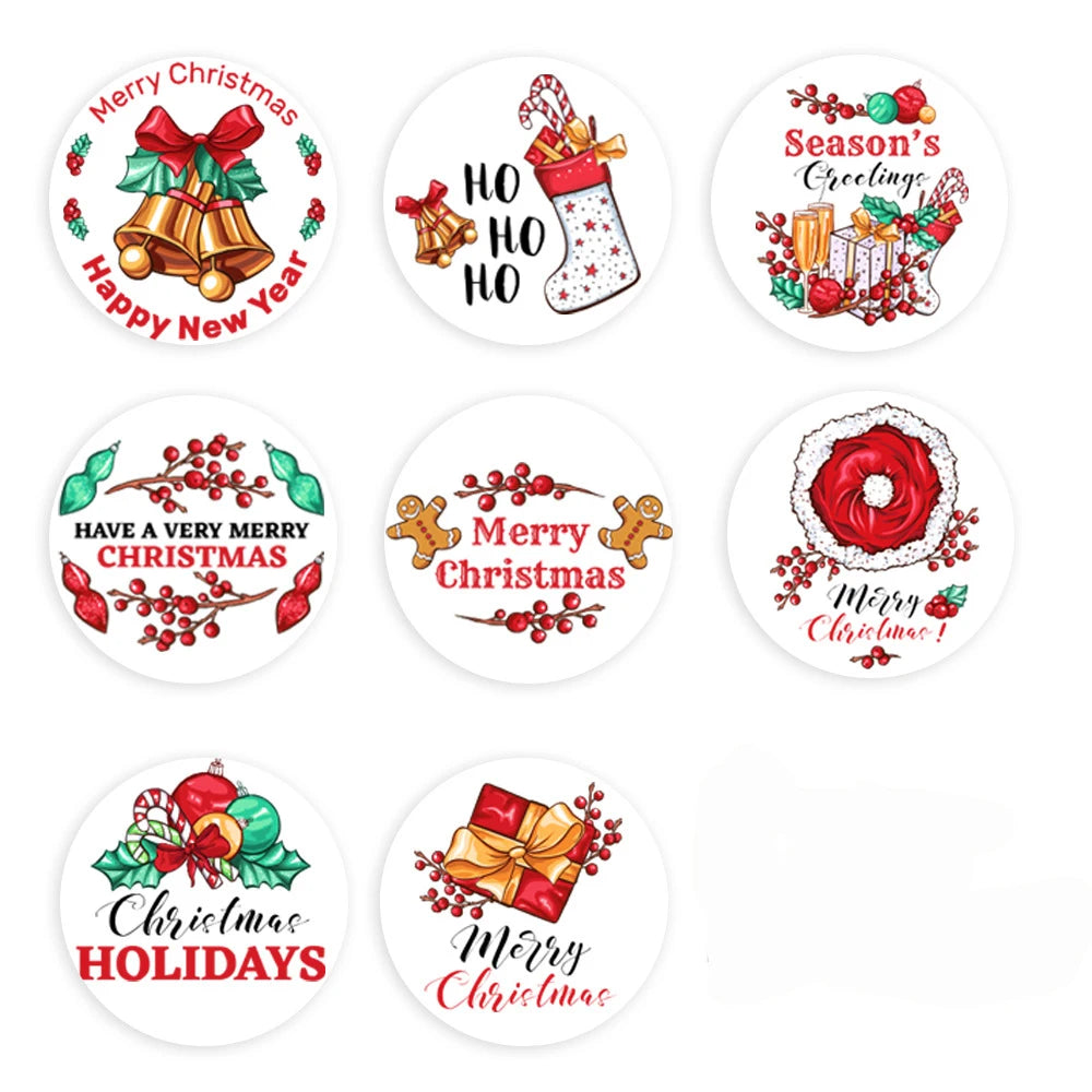 100-500pcs Christmas Theme Seal Labels Stickers For DIY Gift Baking Package Envelope Stationery Decoration 1inch
