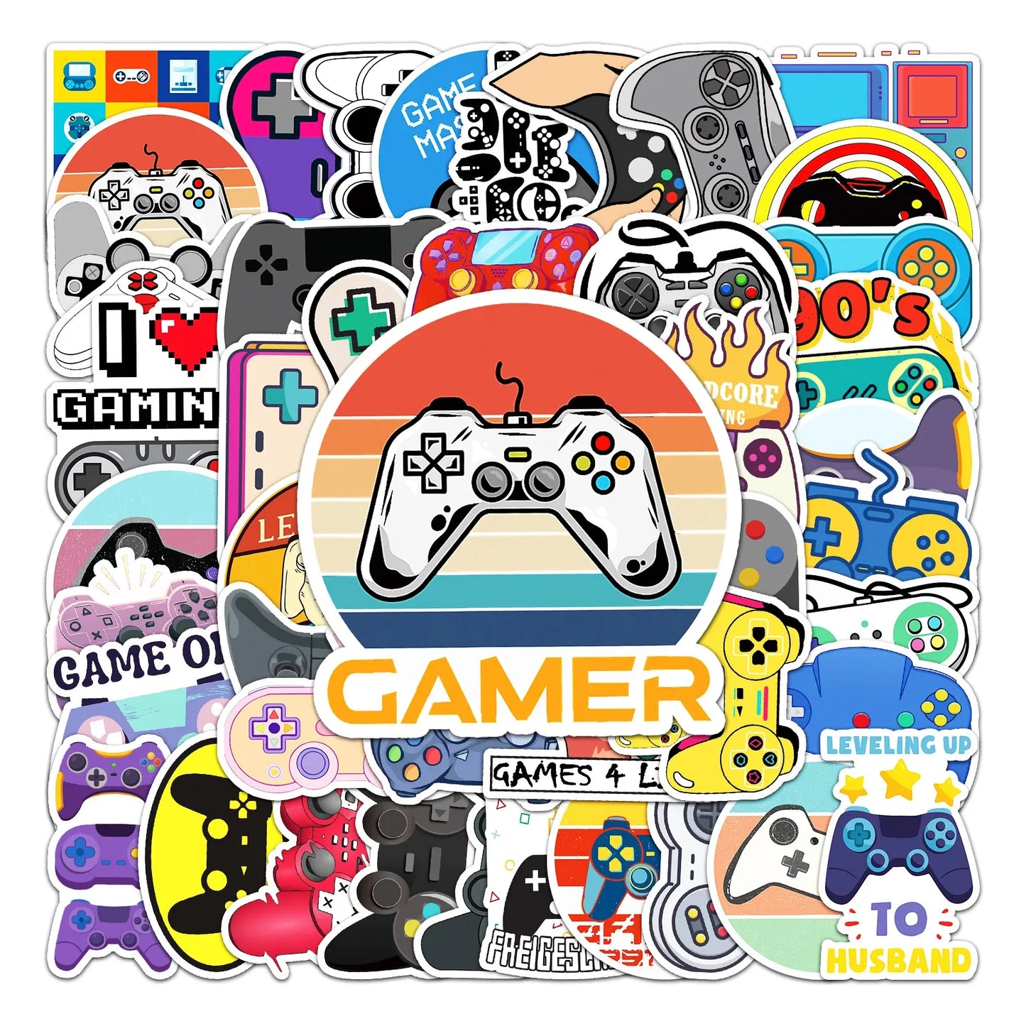 Cartoon Gamepad Graffiti Stickers Pack for Xbox, Computer, Skateboard, Laptop - Waterproof Decals for Kids
