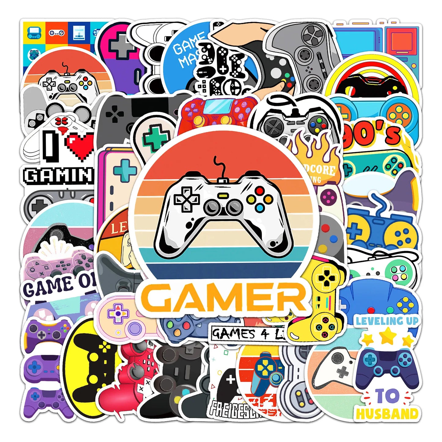 Cartoon Gamepad Graffiti Stickers Pack for Xbox, Computer, Skateboard, Laptop - Waterproof Decals for Kids