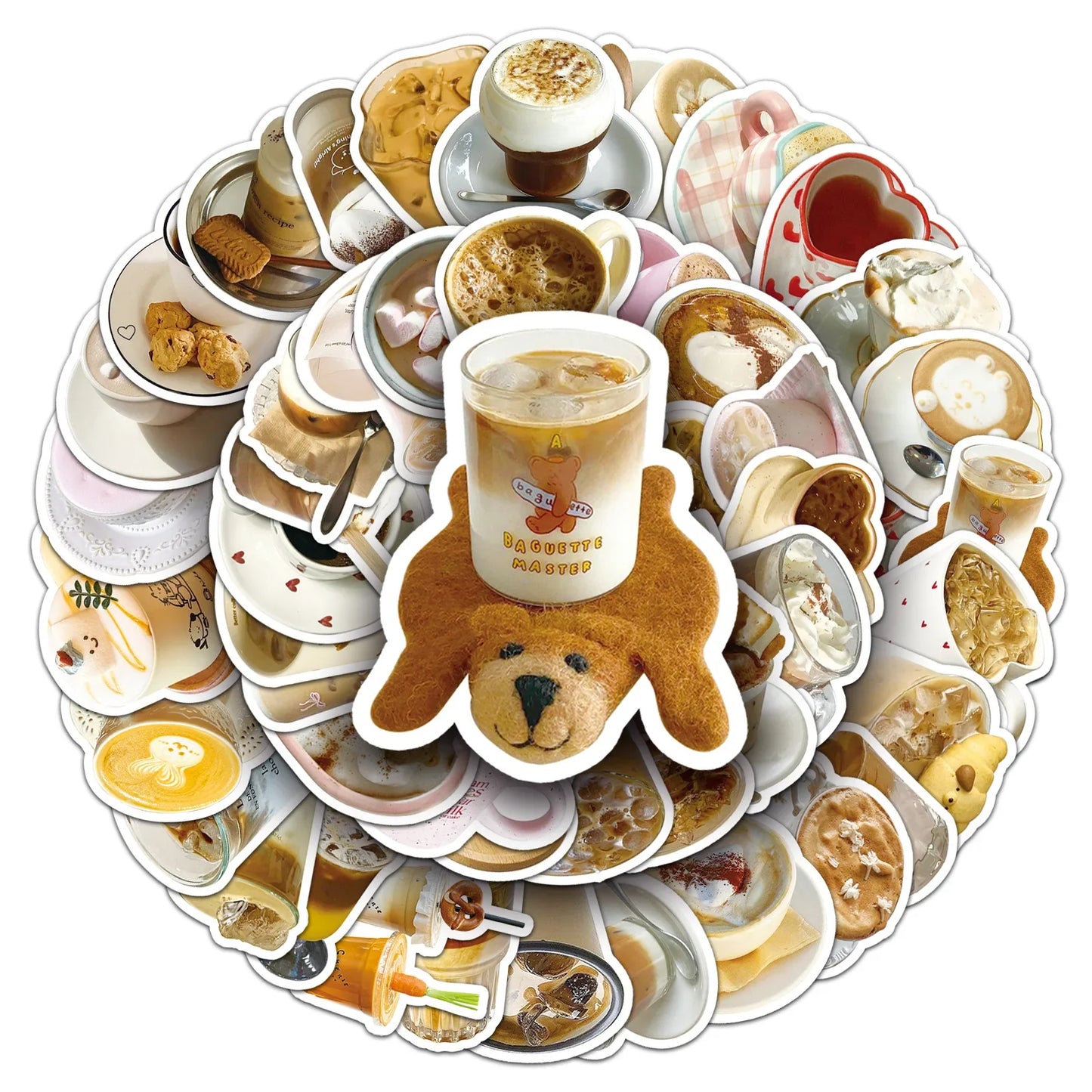 Coffee Cartoon Sticker Pack - DIY Phone Laptop Luggage Skateboard Decals