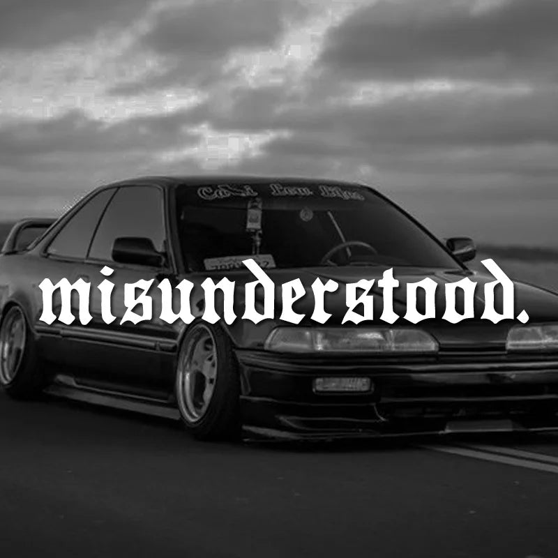 Misunderstood Windshield Banner Decal, White/Black, 20-36in