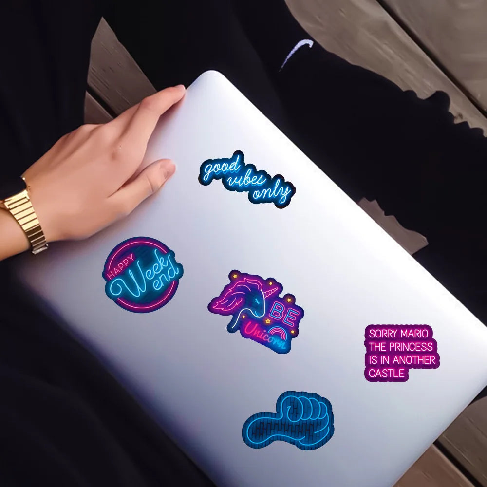 10/30/50PCS Graffiti Neon Stickers Personalized Laptop Car Guitar Cup Mobile Phone Motorcycle Cartoon Decoration Gift Wholesale
