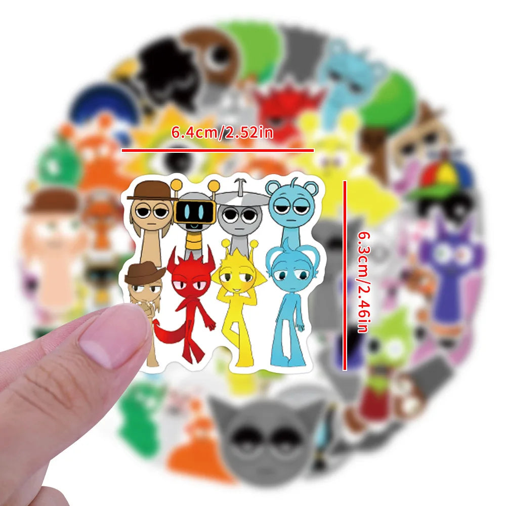 Incredibox Sprunki Stickers 10/30/55PCS Decals for Laptop, Bike, Phone, Car, Kids Toy Gift