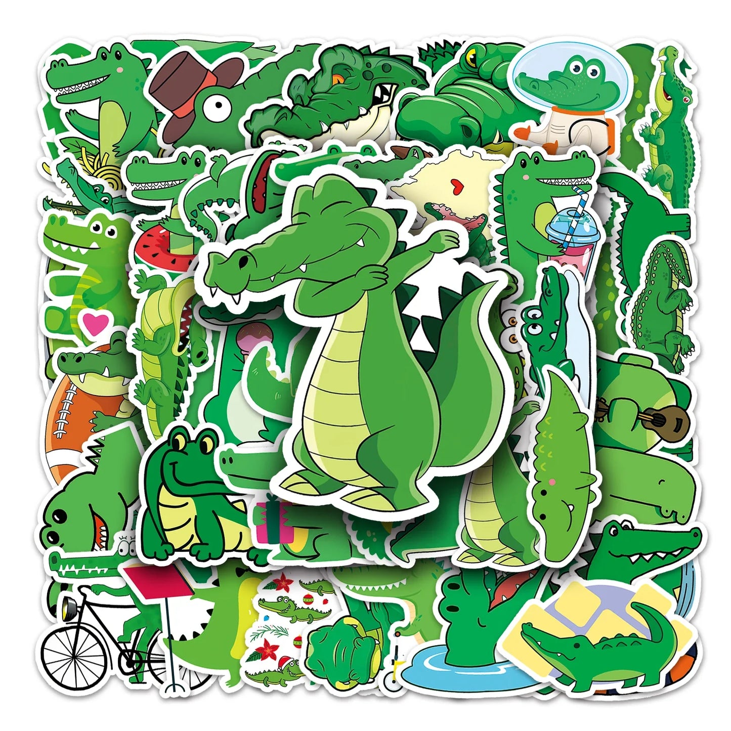 50Pcs Kids Crocodile Cartoon Waterproof Vinyl Stickers for Skateboard Snowboard