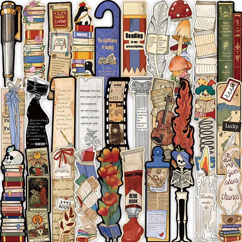 30pcs Retro Romantic Reading Books Bookish Paper Bookmarks DIY Students Reader Page Markers Library Office Page Markings