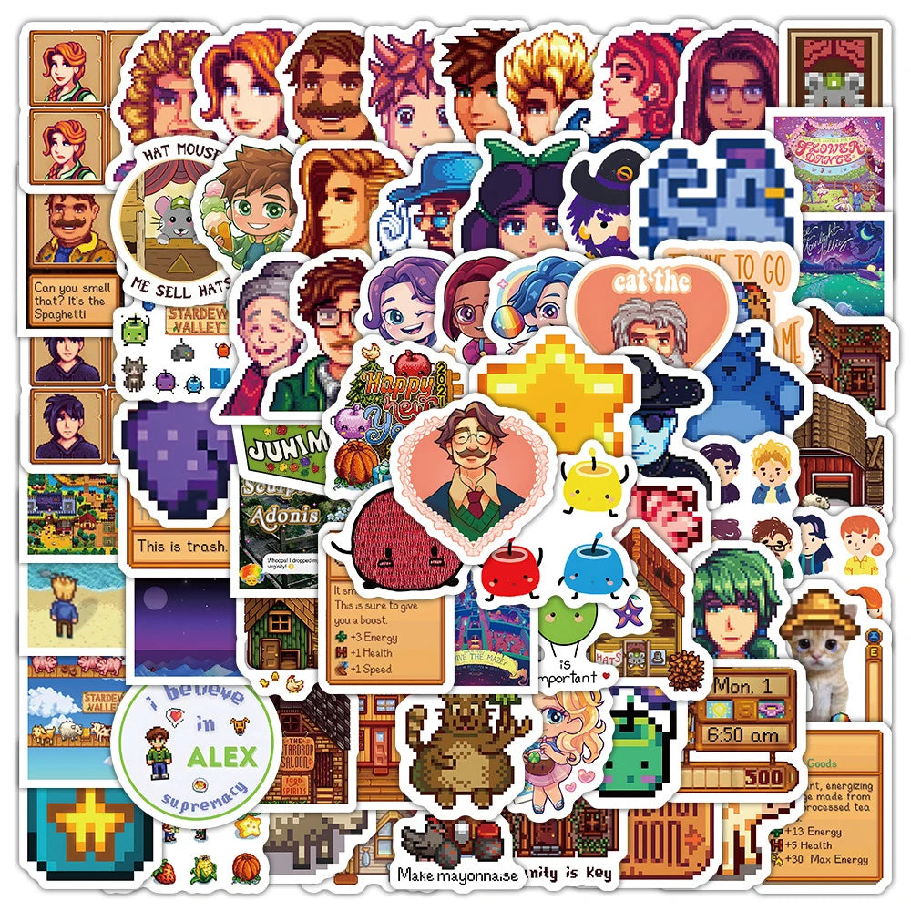 Stardew Valley Cartoon Stickers Decals for Laptop, Luggage, Car, Bike, Fridge, Kids - 10/30/50/100pcs