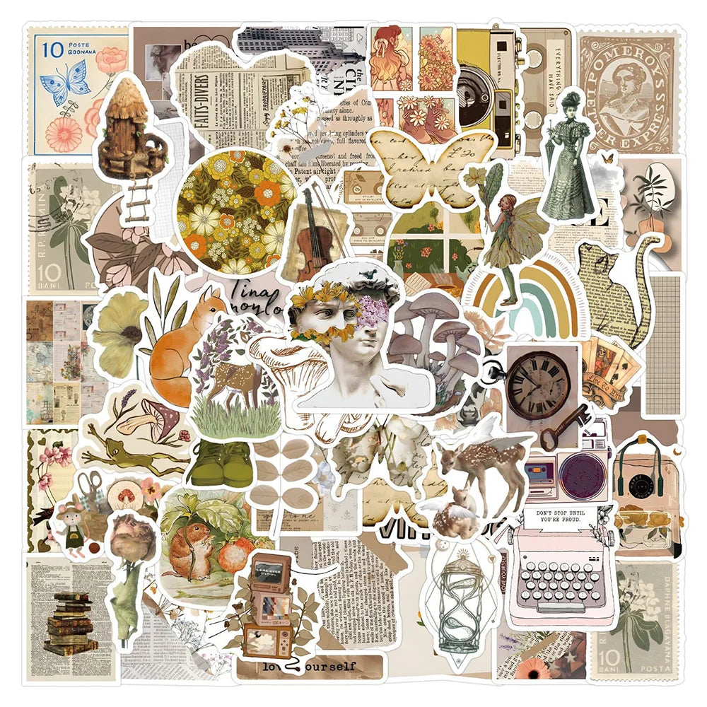 Vintage Cartoon Cute Stickers Pack for Laptop, Fridge, Phone, Suitcase, Car, Stationery, Kids Toys