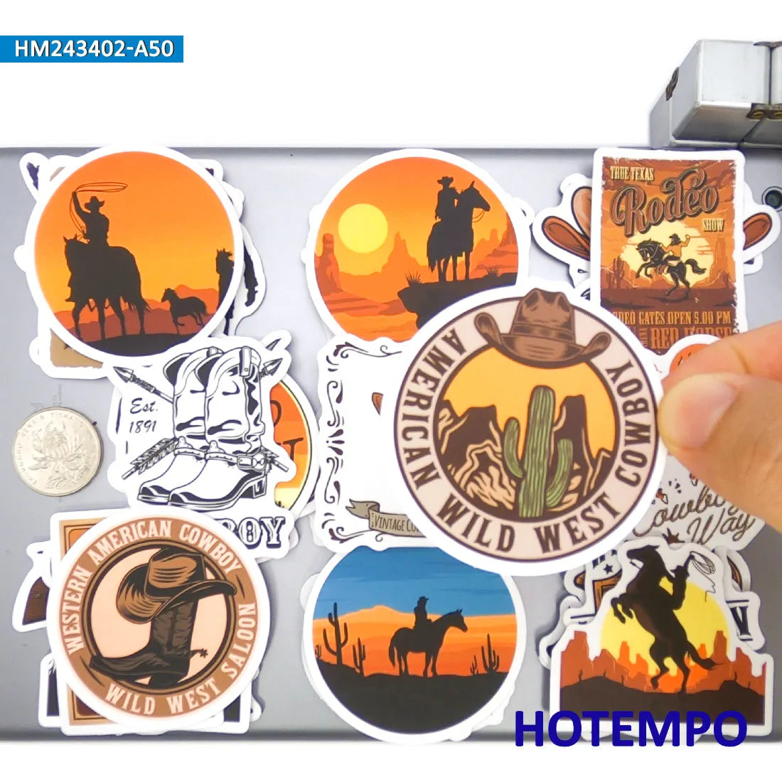 20/30/50Pieces, Cowboy Stickers, America Wild West, Rodeo Show, Funny Retro Pattern, for DIY Creative Decoration, Sticker Toys