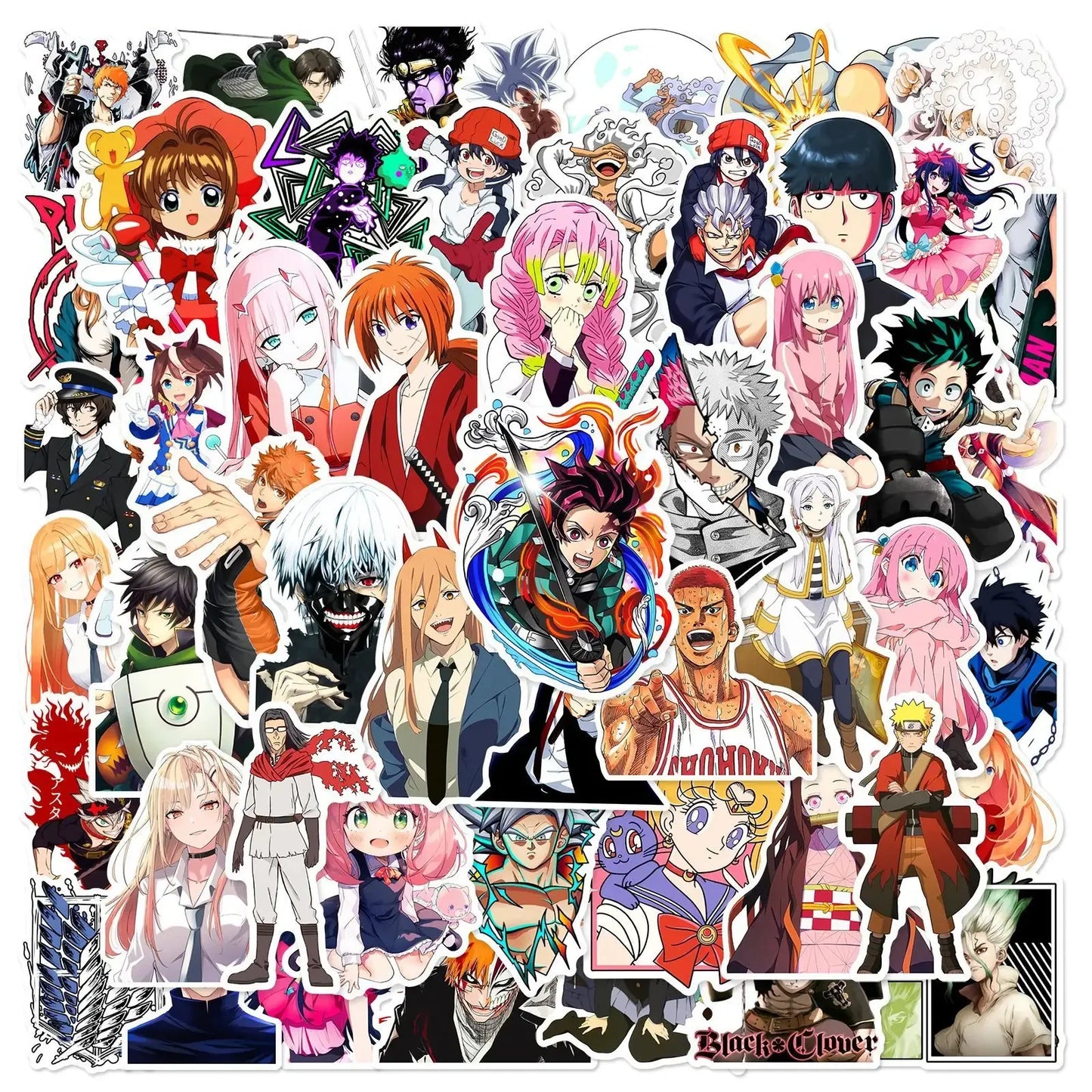 50Pcs Anime Stickers Waterproof Decals for Laptop, Motorcycle, Luggage, Phone