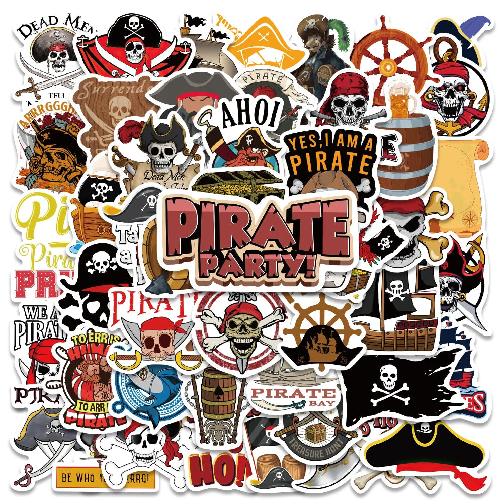 Pirates Movie Stickers 50PCS for Laptop Phone Guitar Helmet Bike Car Decals