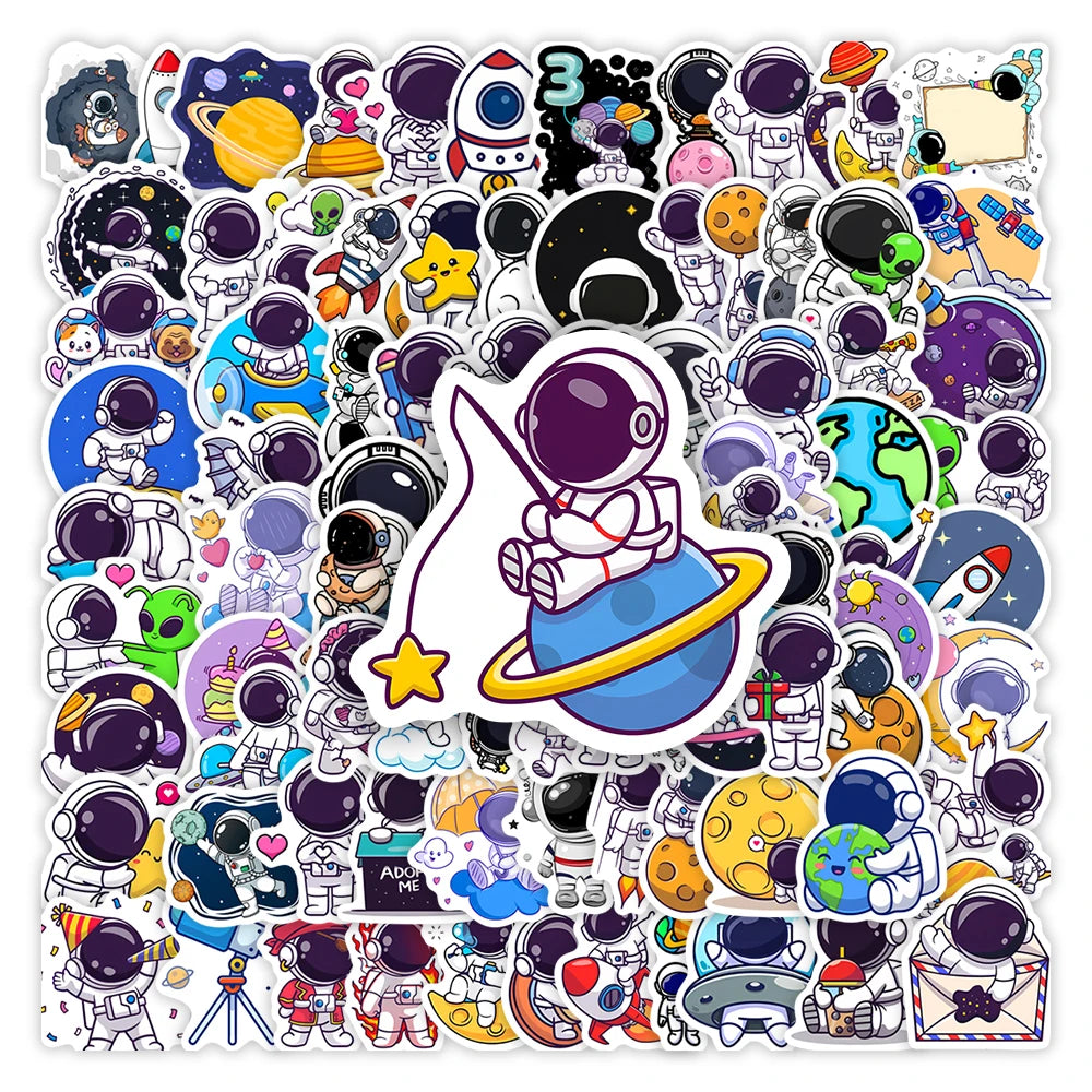 Cute Cartoon Astronaut Stickers Space DIY Kids Toys Gift Decoration Decal for Laptop Scrapbook Phone Luggage Bottles Waterproof