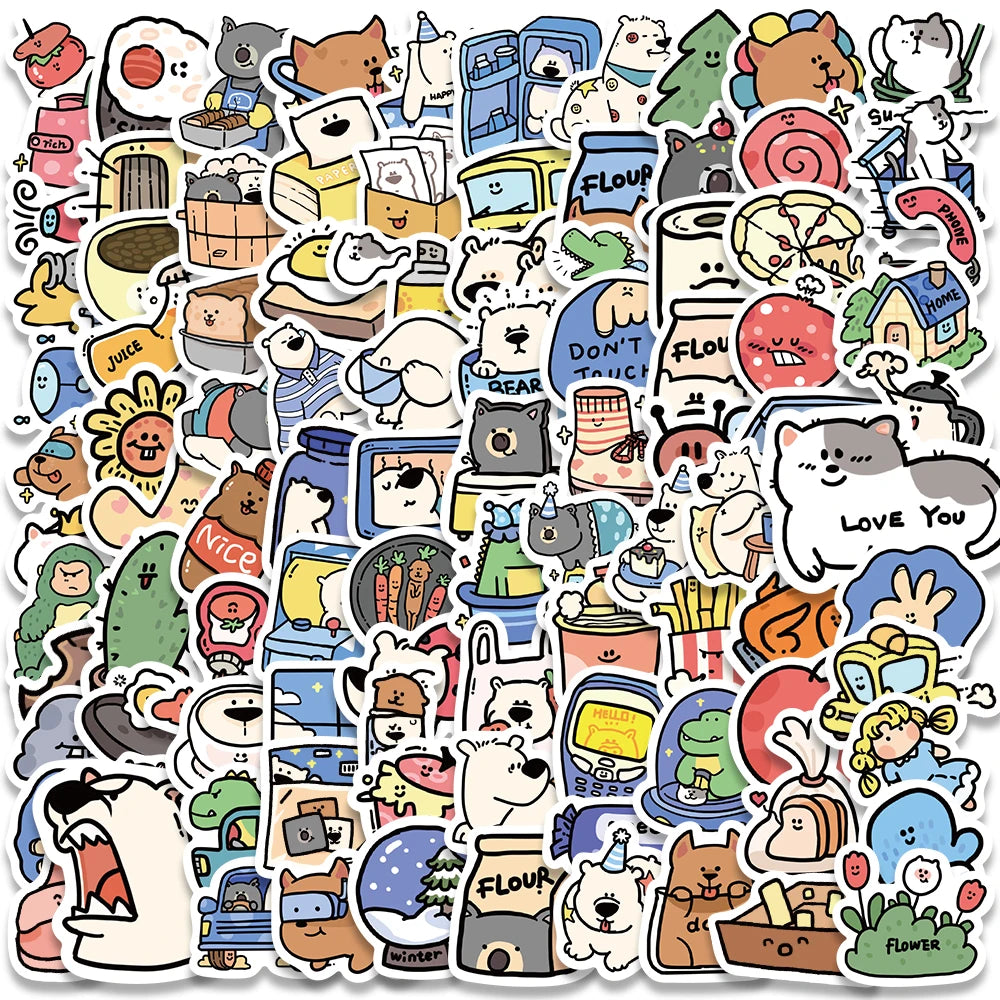 100PCS Cute Animal Stickers for Phone, Laptop, Car, Luggage, Bike, Bottle