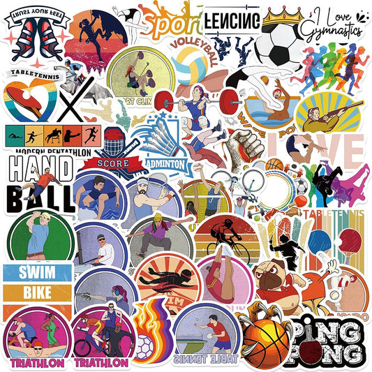 Mix Love Sports Stickers: Soccer, Swim, Golf Decals for Laptop, Phone, Luggage, Bike, Kids Toy (10/30/50pcs)