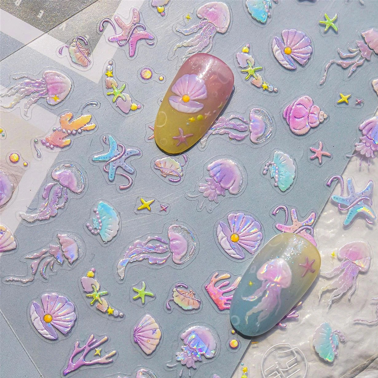 Sea Life Nail Art Stickers: Jellyfish, Starfish, Octopus Decals
