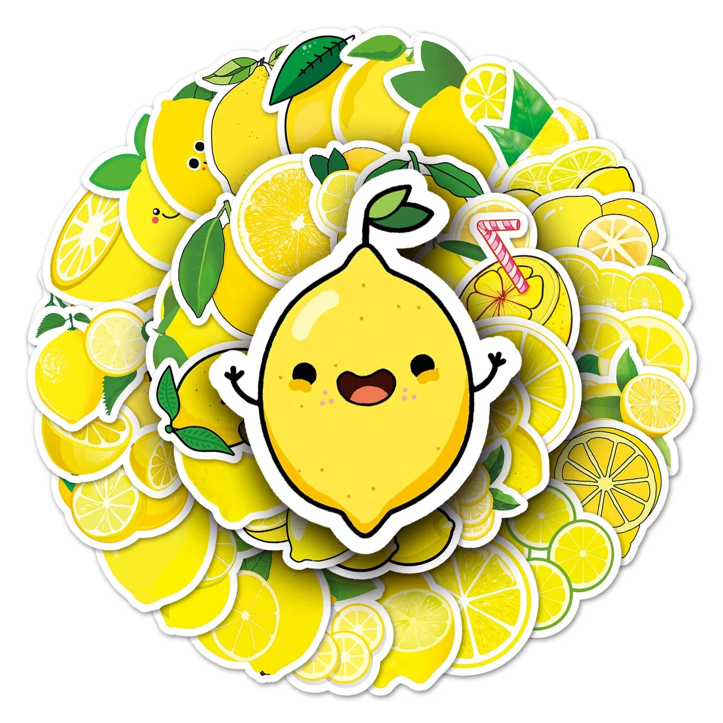 50Pcs Lemon Cartoon Waterproof Vinyl Stickers for Skateboard Snowboard Decals