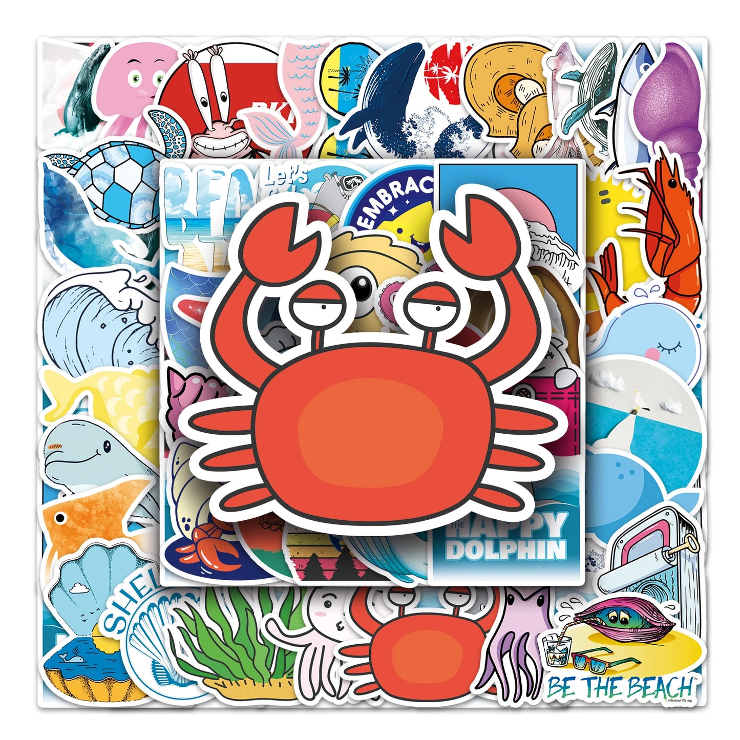 50Pcs Ocean Cartoon Waterproof Vinyl Stickers for Skateboard Snowboard