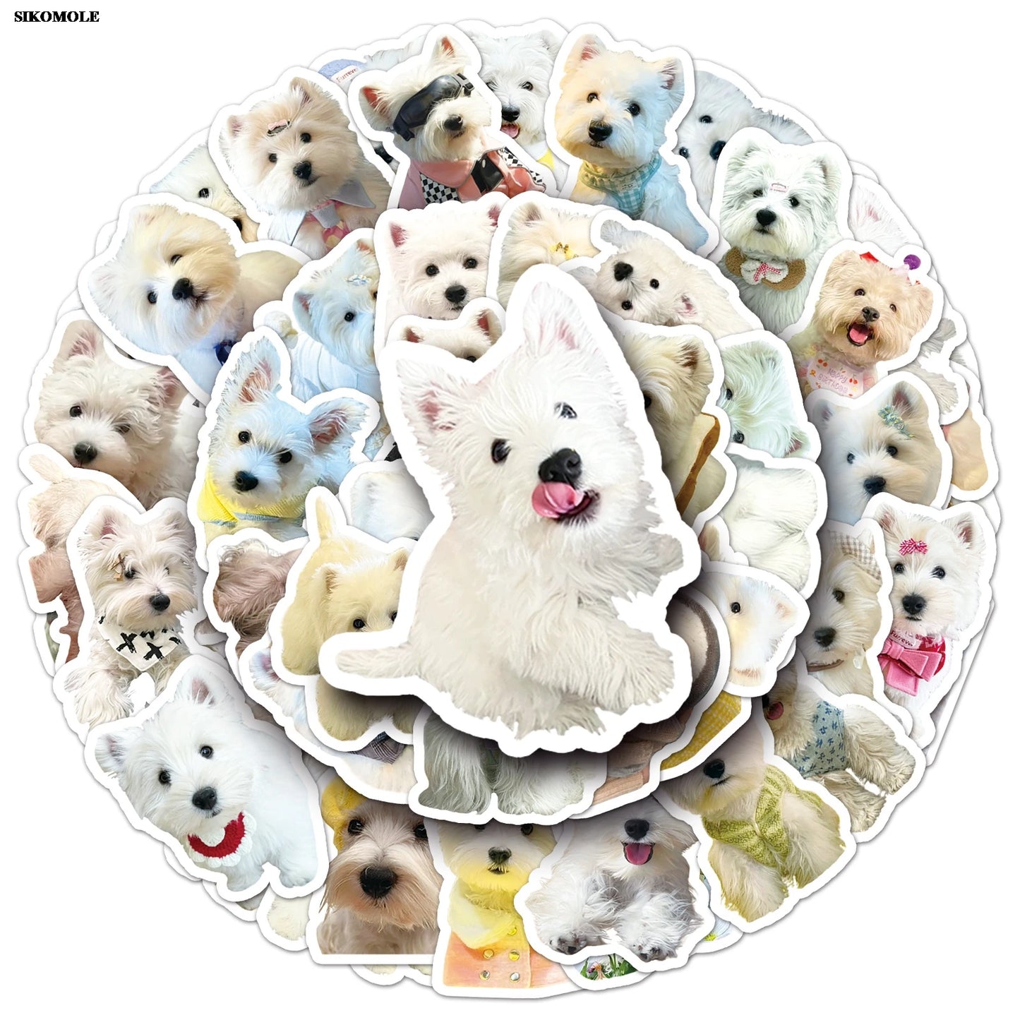 West Highland White Terrier Dog Stickers Pack - Kawaii Animal Decals for Kids, Laptop, Luggage, Suitcase