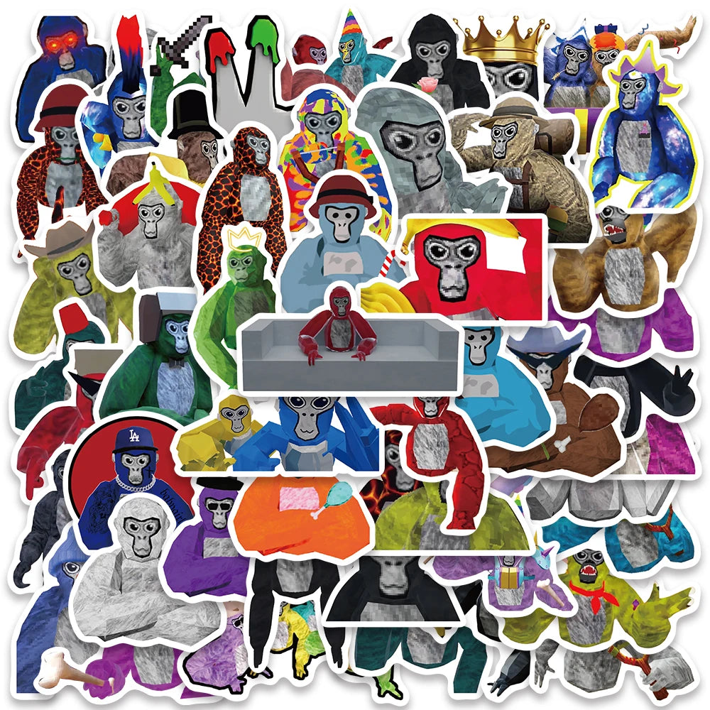 Gorilla Tag Game Stickers Pack - Cool Art, Funny, Aesthetic, Skateboard, Laptop, Bottle Decals