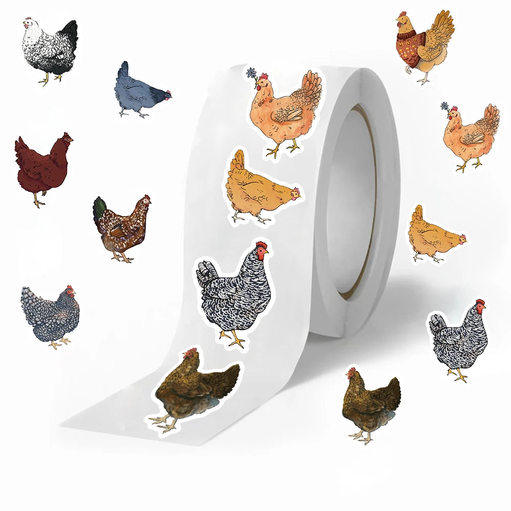 500PCS Chicken Hen Cartoon Stickers for Water Bottles, Laptops, Refrigerators, Luggage, Computers