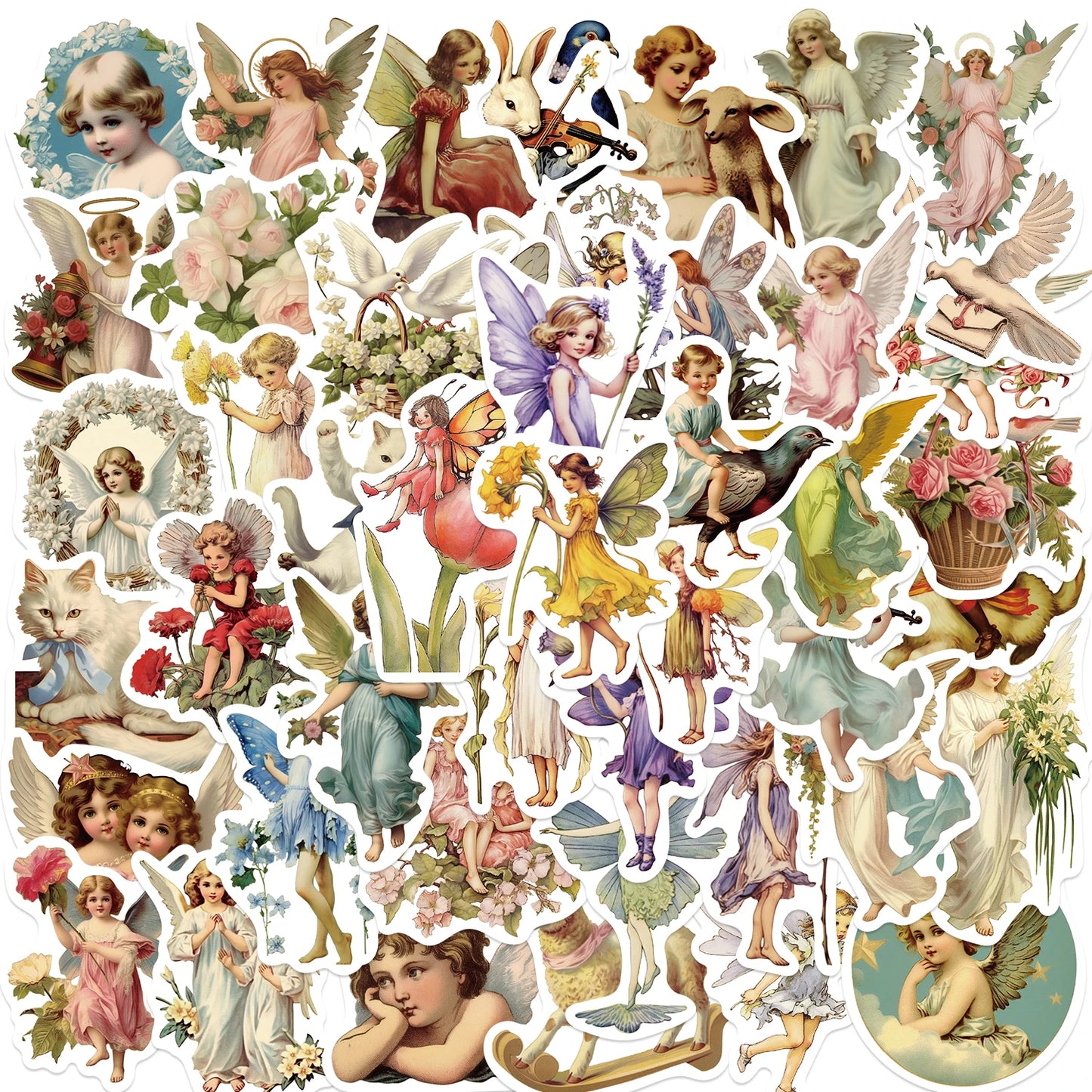 50PCS Cute Angel Elf Stickers for Skateboard, Laptop, Bike, Suitcase, Wall Decor