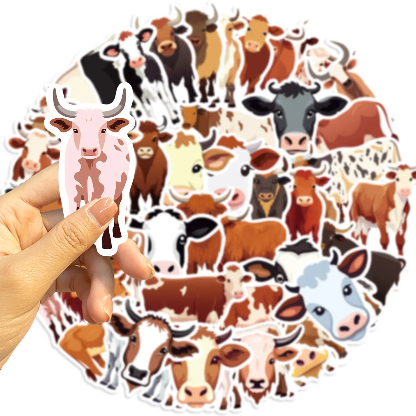 Cartoon Cow Stickers 10/30/50PCS for Laptop, Phone, Guitar, Car, Bike, Skateboard, Kids Toy