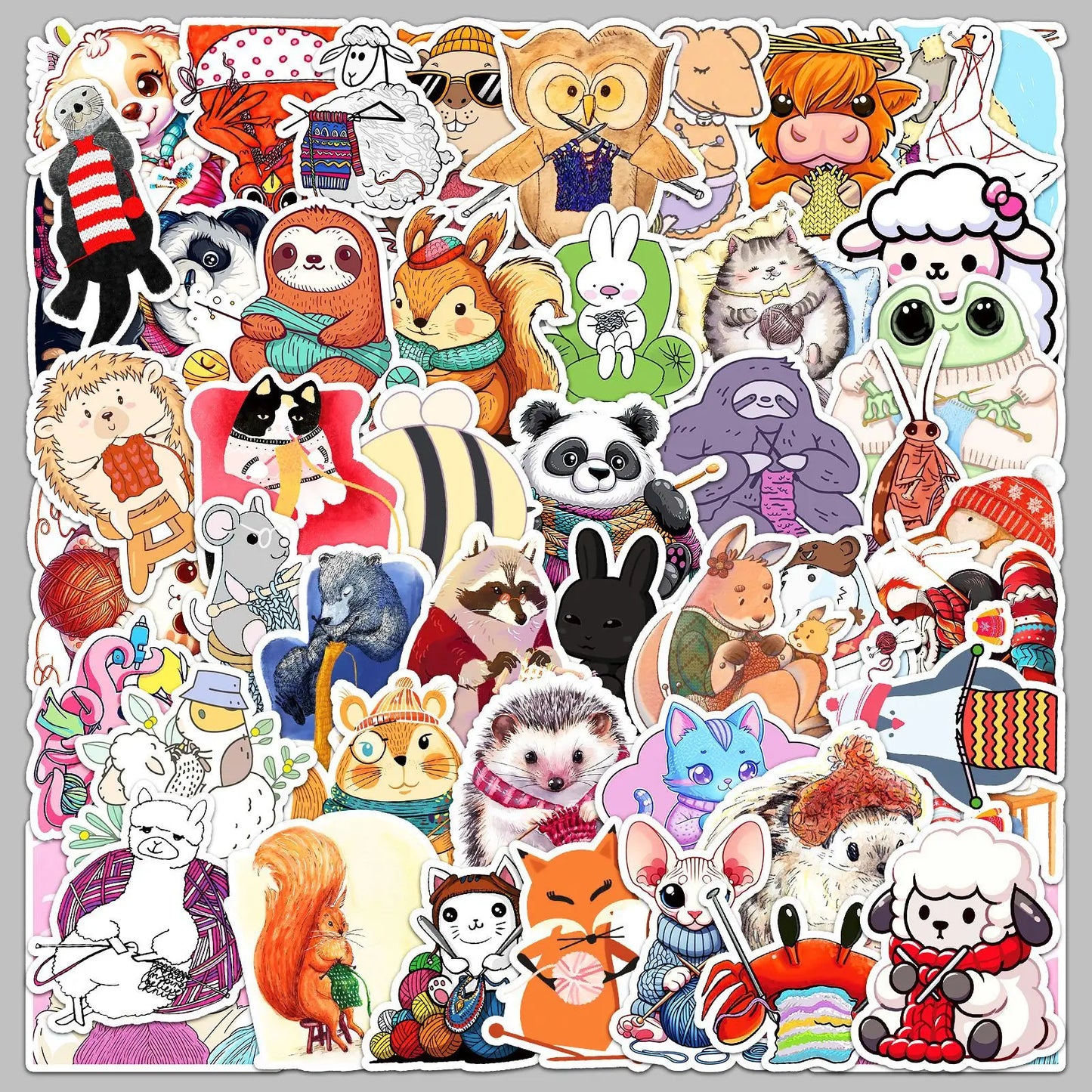 50Pcs Cartoon Animal Graffiti Stickers for Helmet, Wall, DIY Decor