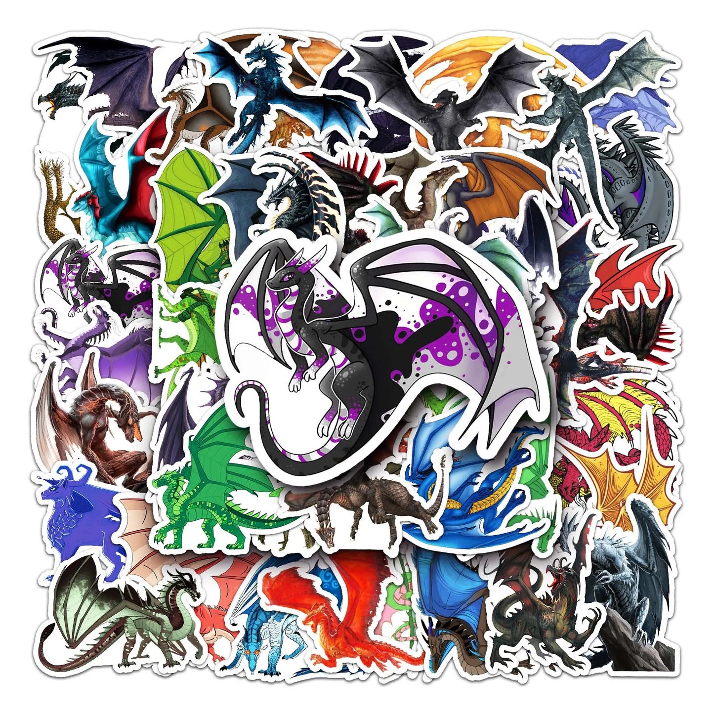 50Pcs Dragon Cartoon Waterproof Vinyl Stickers for Skateboard Snowboard