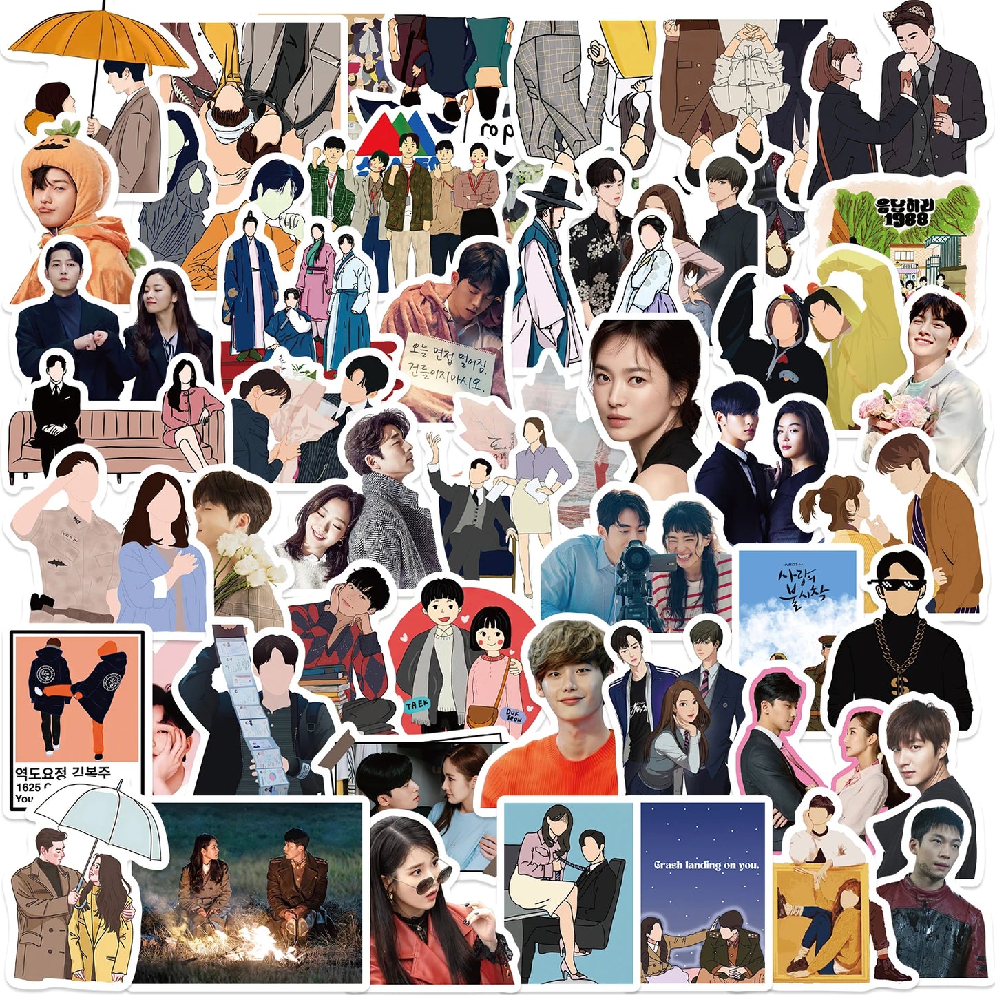 50pcs Kdrama Star Stickers for Laptop, Luggage, Skateboard, Guitar, Scrapbook - Waterproof, Funny Graffiti Decals
