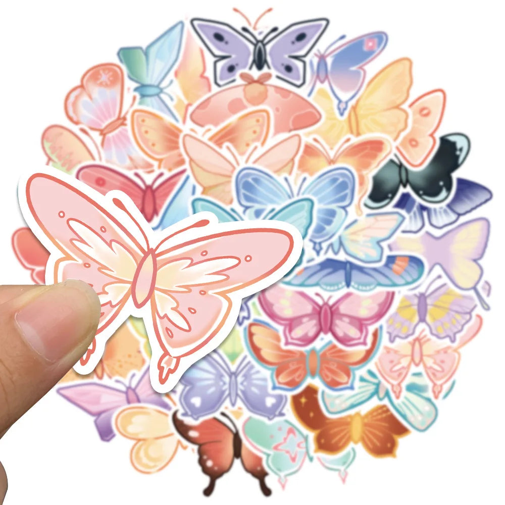10/40Pcs Lovely Butterfly Label Stickers Set Decorative Stationery Craft Stickers Scrapbooking Diy Diary Album Stick Label