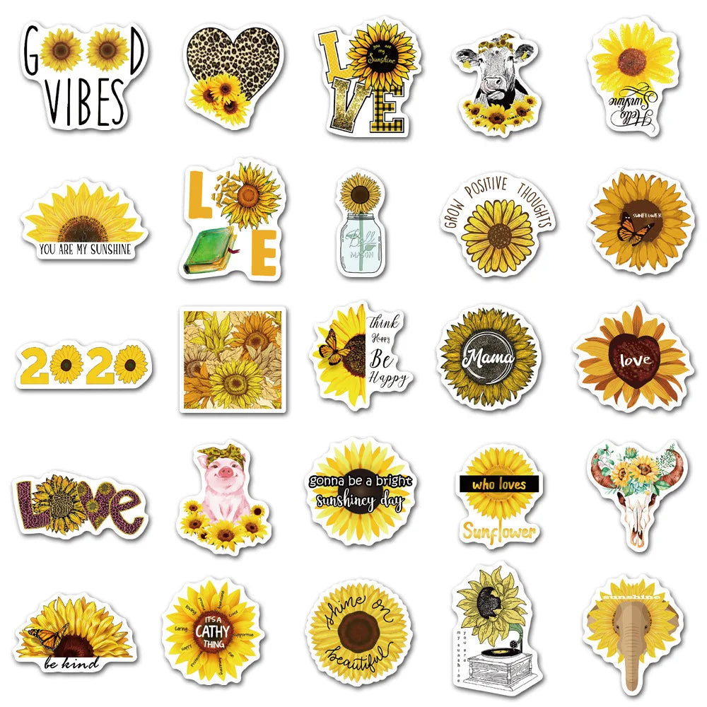 10/50Pcs You Are My Sunshine Sunflower Cartoon Graffiti Stickers Laptop Luggage Scrapbook Diary Phone Guitar Sticker Kid Toy
