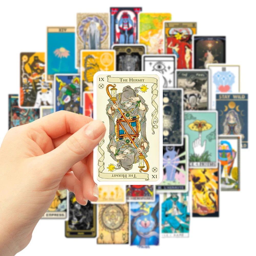 10/30/50PCS Divination Tarot Card Stickers Aesthetic DIY Fridge Laptop Skateboard Phone Car Art Graffiti Sticker Decal Kids Toys
