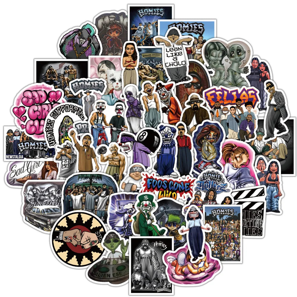 Hip Hop Rap Stickers Decal Pack - Skateboard, Guitar, Motorcycle, Phone, Car, Waterproof