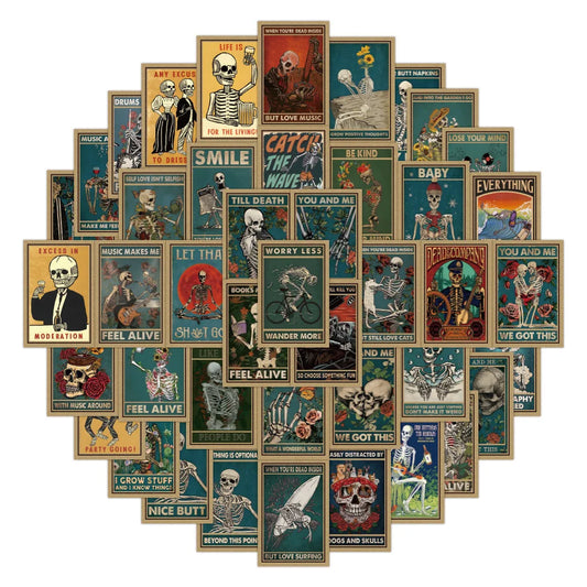 Skull Tarot Stickers 10/30/52PCS for Phone Laptop Luggage Skateboard Kids Fun