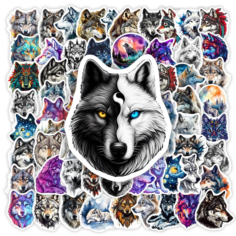 Aesthetic Wolf Art Stickers DIY Gift Toys Waterproof Decal for Scrapbook Diary Junk Journals Laptop Luggage Bottles Decorative
