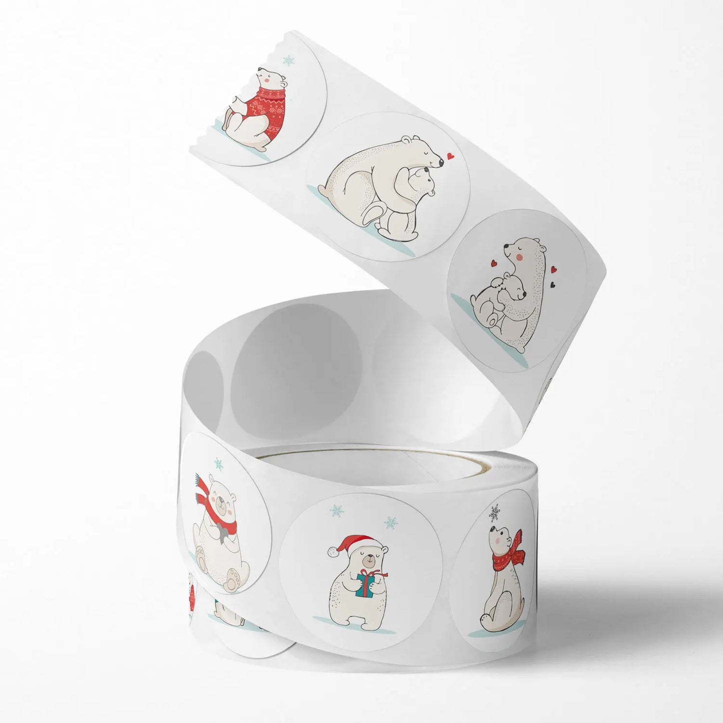 100-500 Pcs Round Cute Animal Polar Bear Party Adhesive Diy Seal Stickers Decorative Album Diary Cartoon Kawaii Label Decor