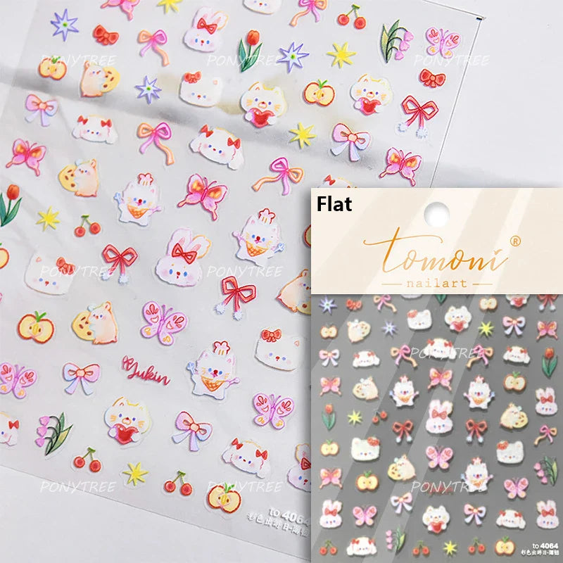Rabbit Peach Blossom Nail Art Stickers Decals