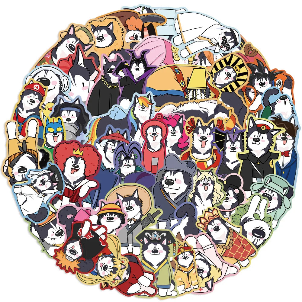 Siberian Husky Dog Vinyl Stickers Pack for Laptop, Car, Snowboard, Luggage, Fridge