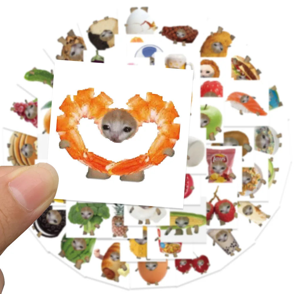 69pcs Funny Cat Food Graffiti Stickers for Laptop, Phone, Car, Skateboard