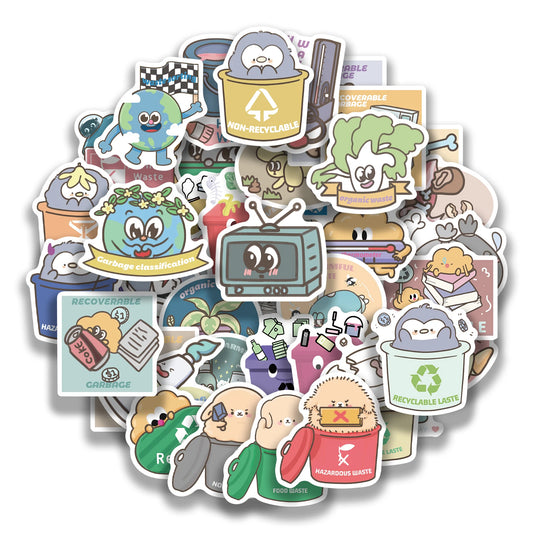 Recycling & Trash Sorting Label Stickers - 54 Pcs Set