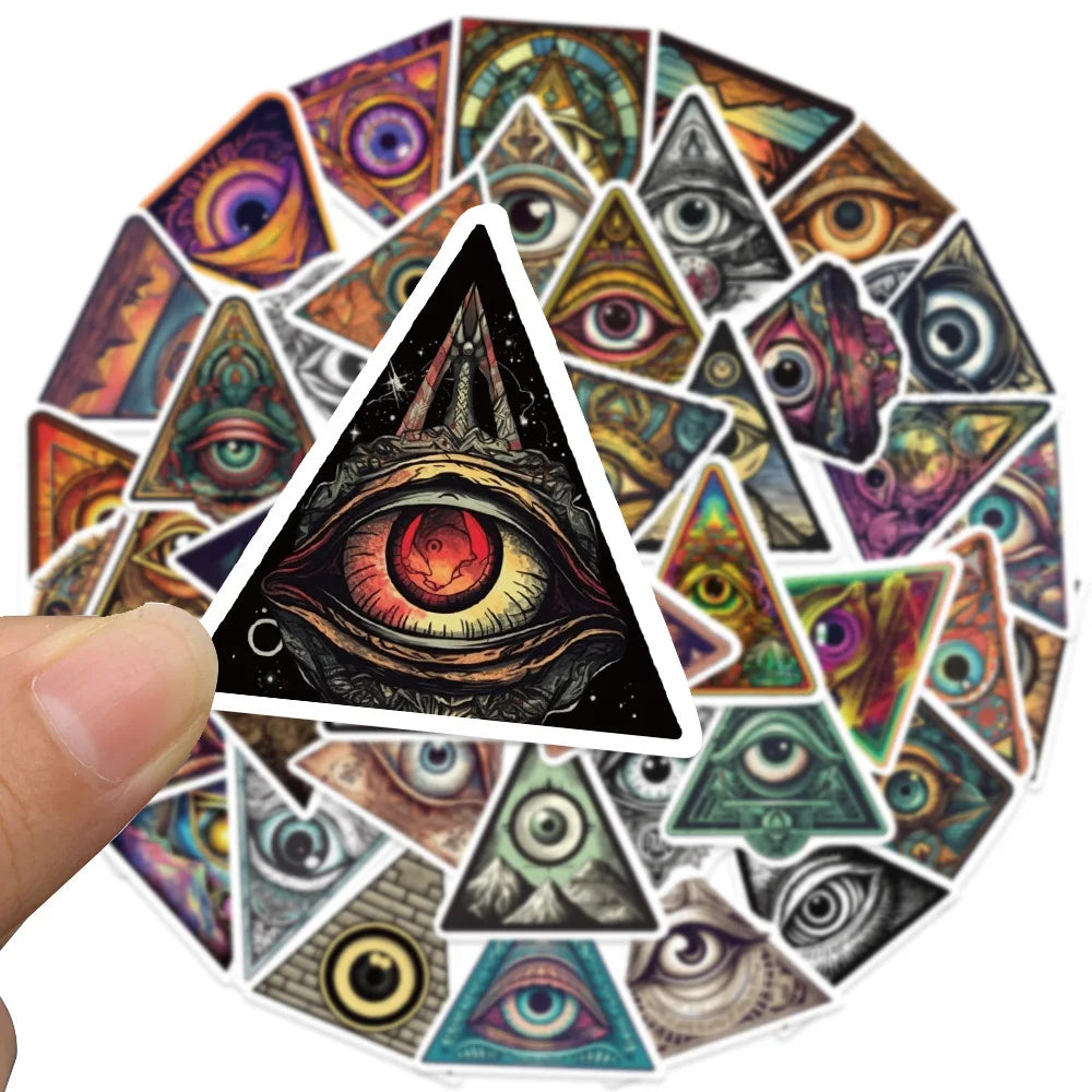 10/50Pcs Funny Cartoon Colorful All Seeing Eyes Graffiti Sticker for Luggage Skateboard Guitar Waterproof Creative Stickers