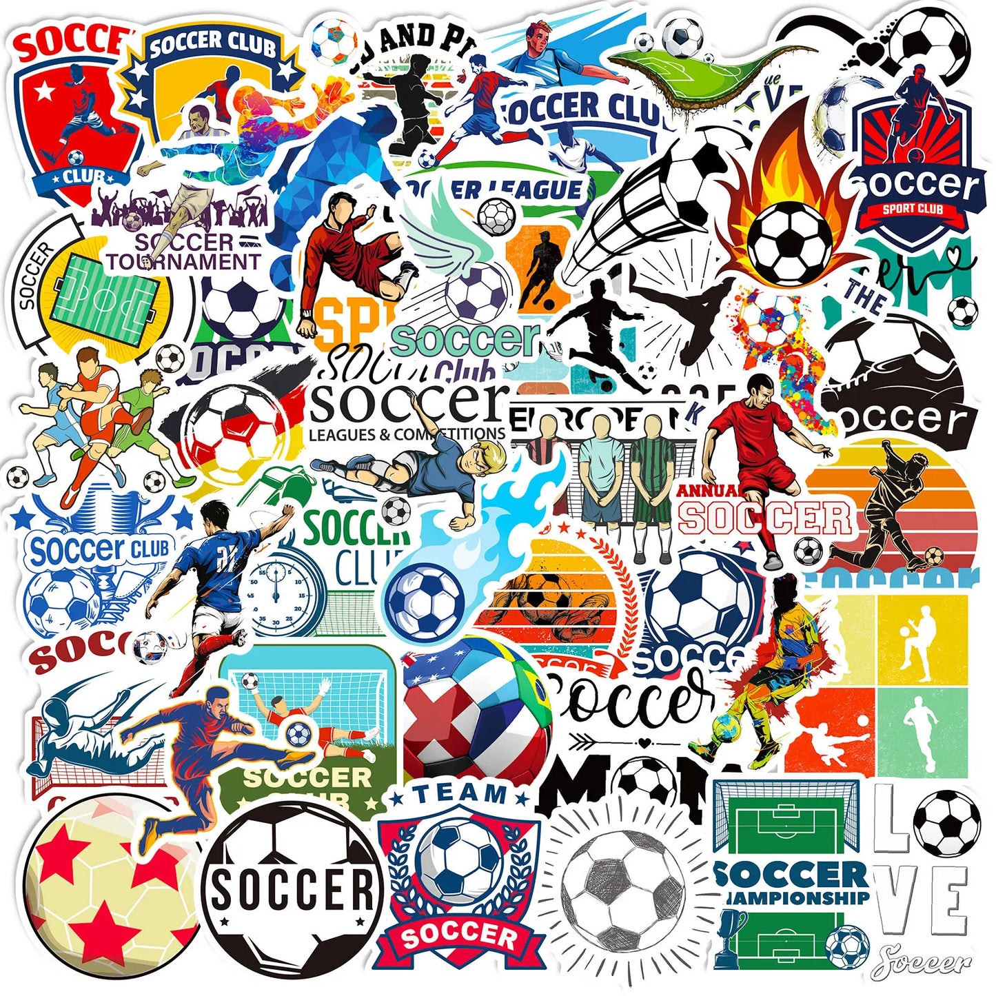 Football Soccer Club Stickers for Skateboard, Car, Helmet, Suitcase, Water Bottle, Phone, Laptop - 10/25/50pcs
