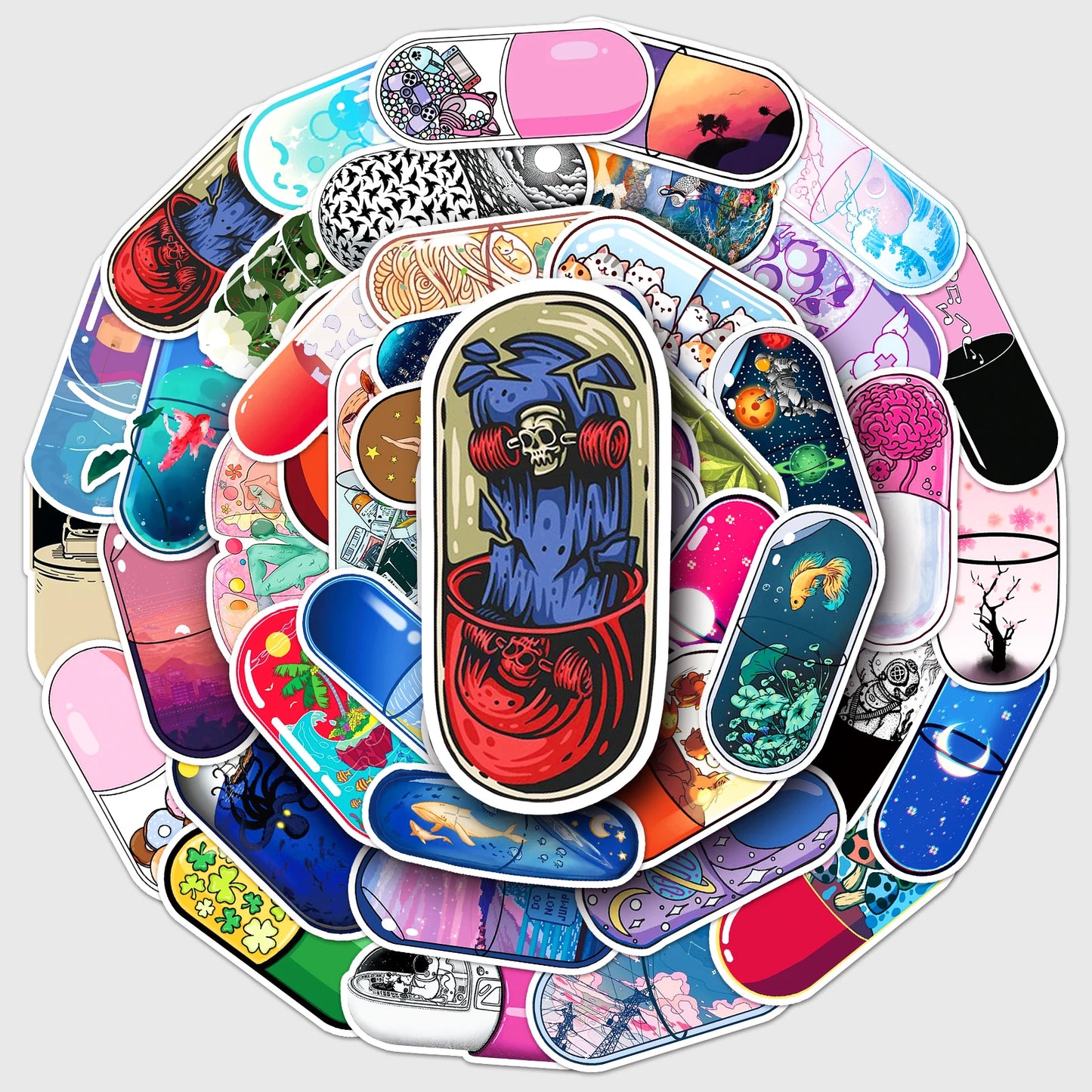 50Pcs Cartoon Waterproof Vinyl Stickers for Skateboard Snowboard Decals