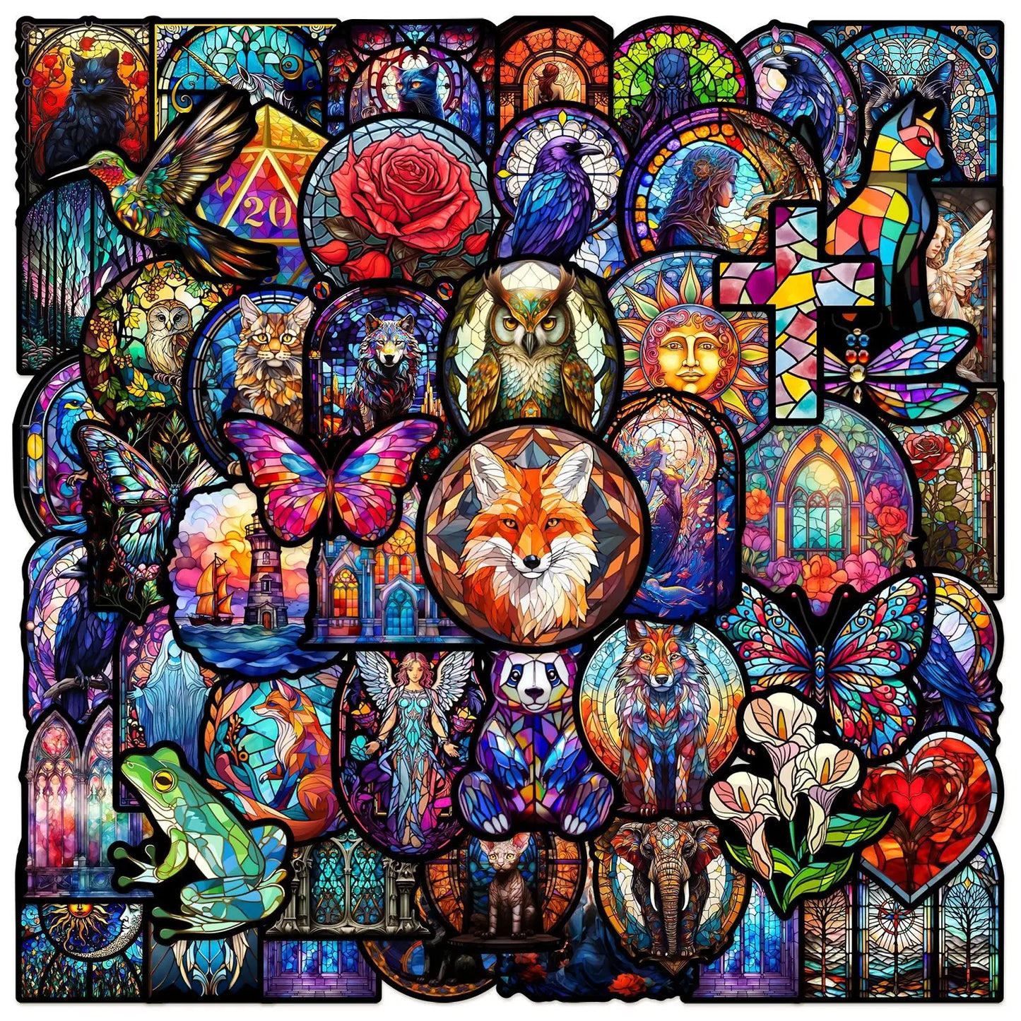 Aesthetic Colorful Glass Art Graffiti Stickers for DIY Suitcase Guitar Phone Laptop Skateboard Helmet