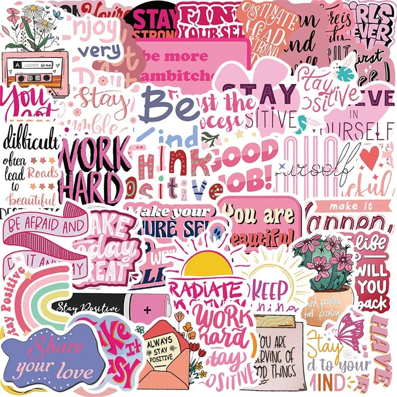 Kawaii Pink Stickers Set: DIY Scrapbooking Supplies