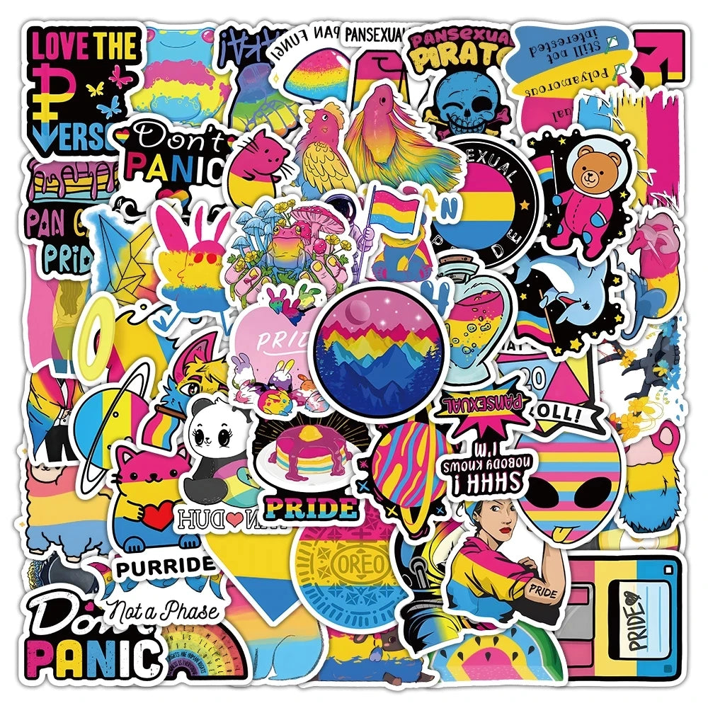 Pansexual Pride Graffiti Stickers Rainbow LGBT Decals for Laptop Guitar Notebook Helmet Toys