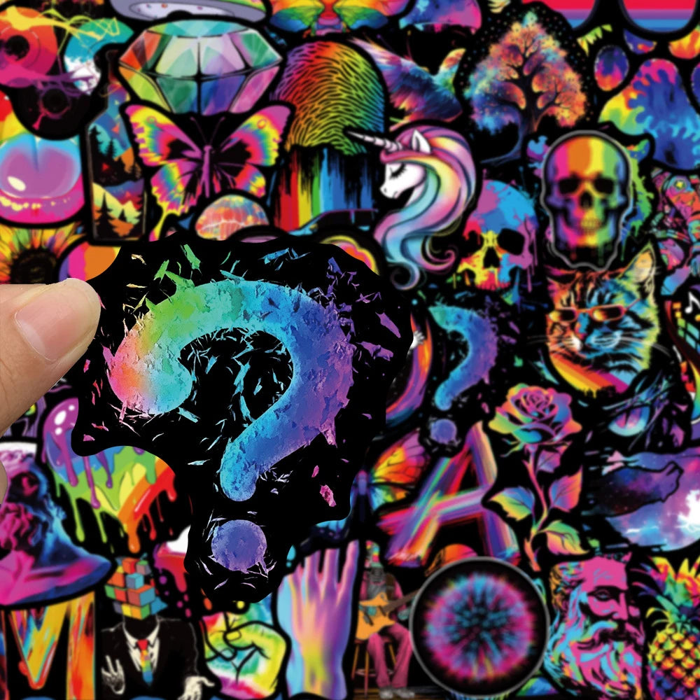 10/30/50pcs Cartoon Rainbow Cool Waterproof Stickers Aesthetic Decals DIY Laptop Suitcase Phone Car Decoration Sticker Kids Toys