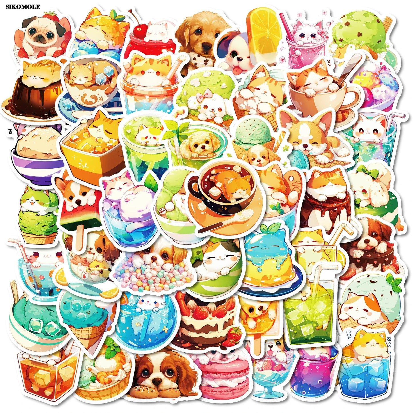 Cute Animal Food Stickers for Laptop, Bike, Skateboard - 10/30/50PCS