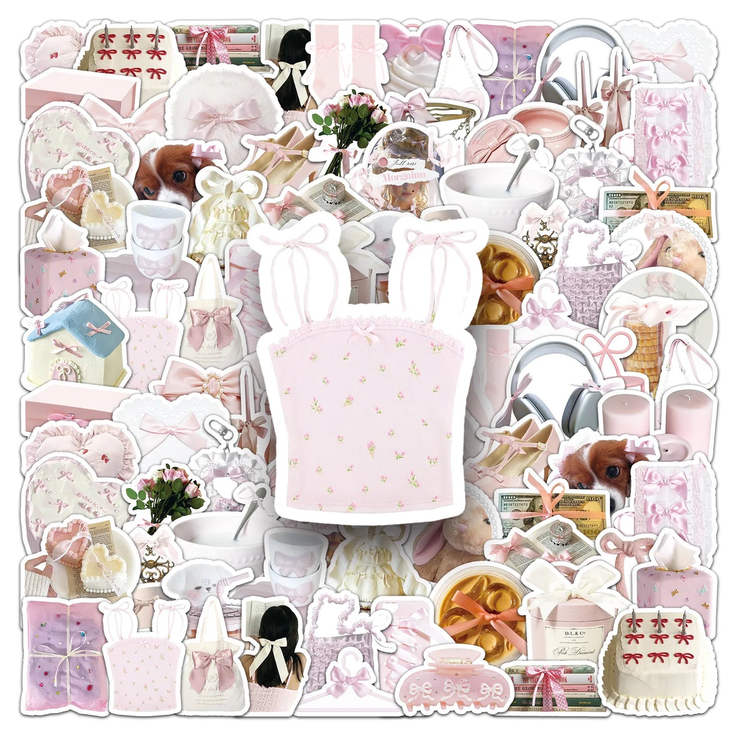 Bow Tie Ballet Girl Heart Pink Stickers for Phone Laptop Luggage Skateboard Decals