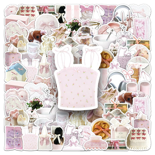 Bow Tie Ballet Girl Heart Pink Stickers for Phone Laptop Luggage Skateboard Decals