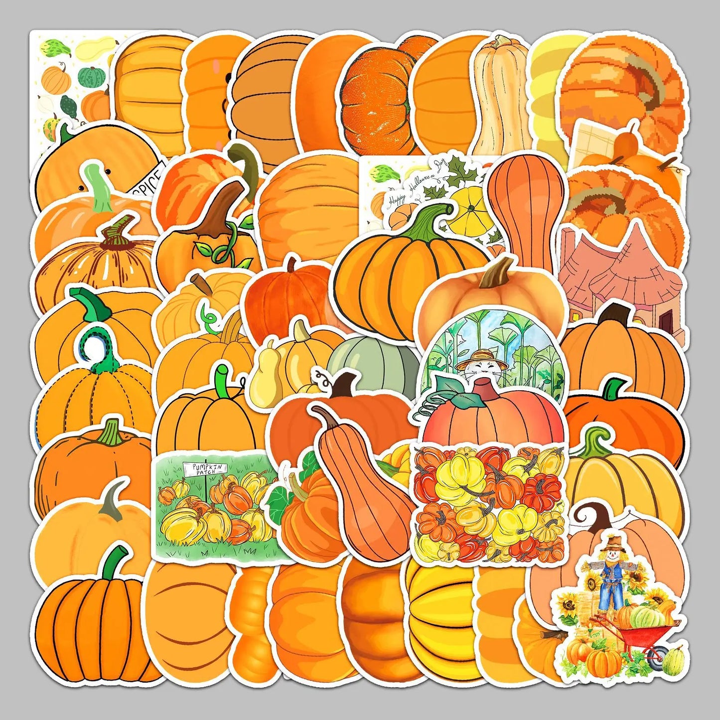 50pcs Cartoon Pumpkin Vegetable Stickers for Helmet, Wall, DIY Decoration